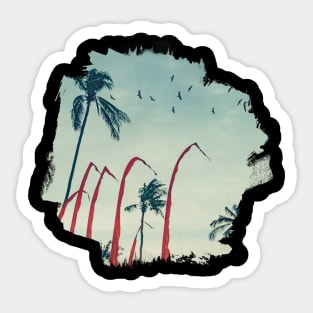 Coconut Palm Trees And Red Flags Sticker